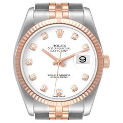 Rolex Datejust Steel Rose Gold Diamond Mens Watch 116231