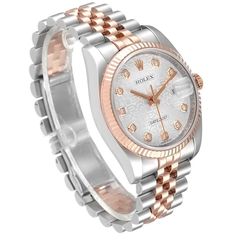 Rolex Datejust Steel Rose Gold Diamond Unisex Watch 116231 In Excellent Condition In Atlanta, GA