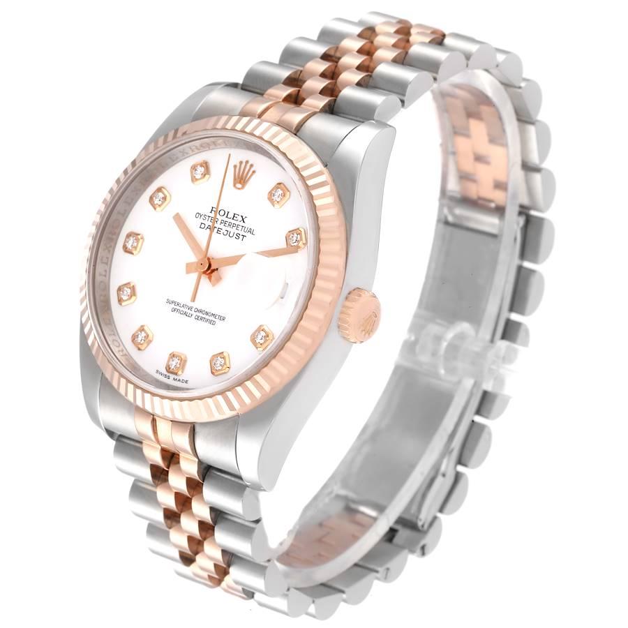 Rolex Datejust 36mm Steel Rose Gold Diamond Unisex Watch 116231 1