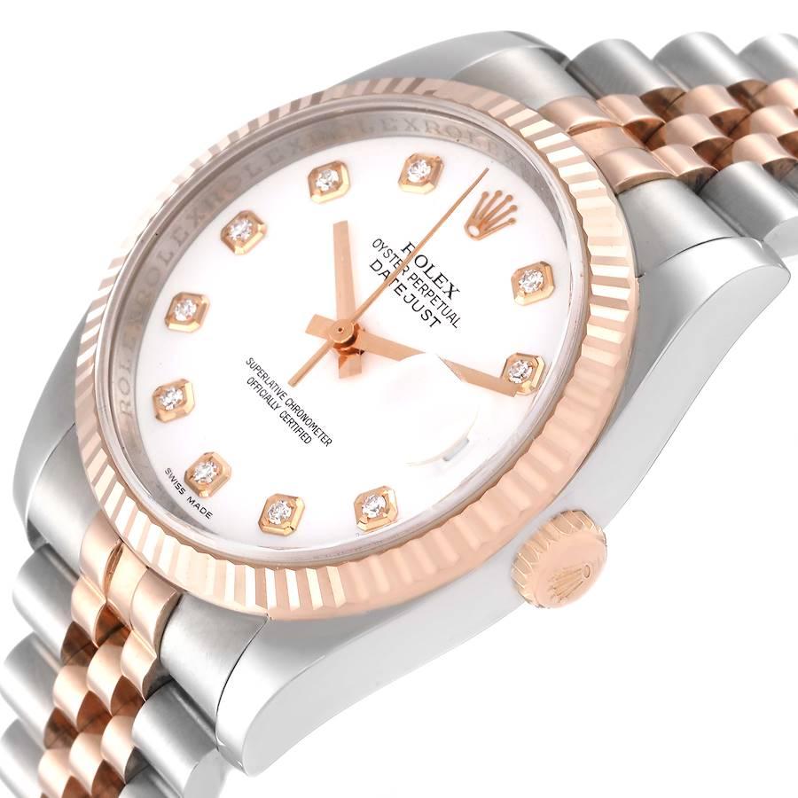Rolex Datejust 36mm Steel Rose Gold Diamond Unisex Watch 116231 2