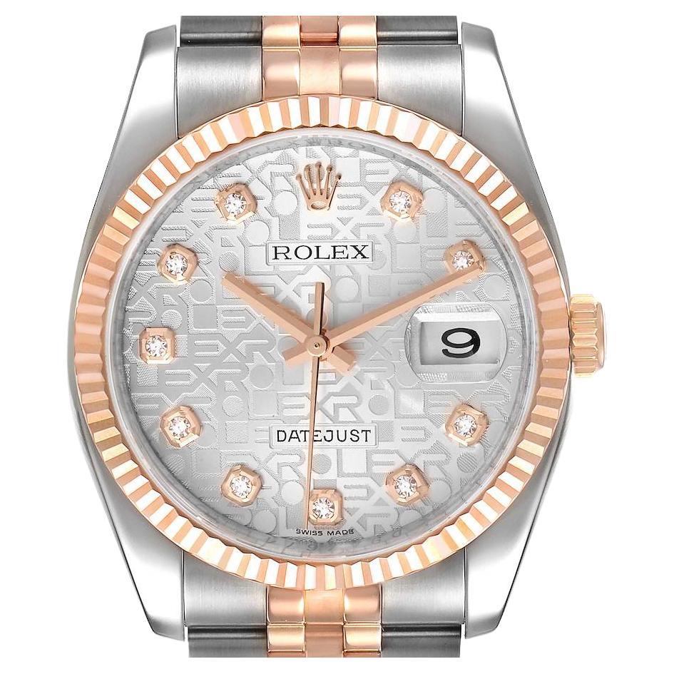 Rolex Datejust Steel Rose Gold Diamond Unisex Watch 116231