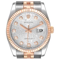 Rolex Datejust Steel Rose Gold Diamond Unisex Watch 116231