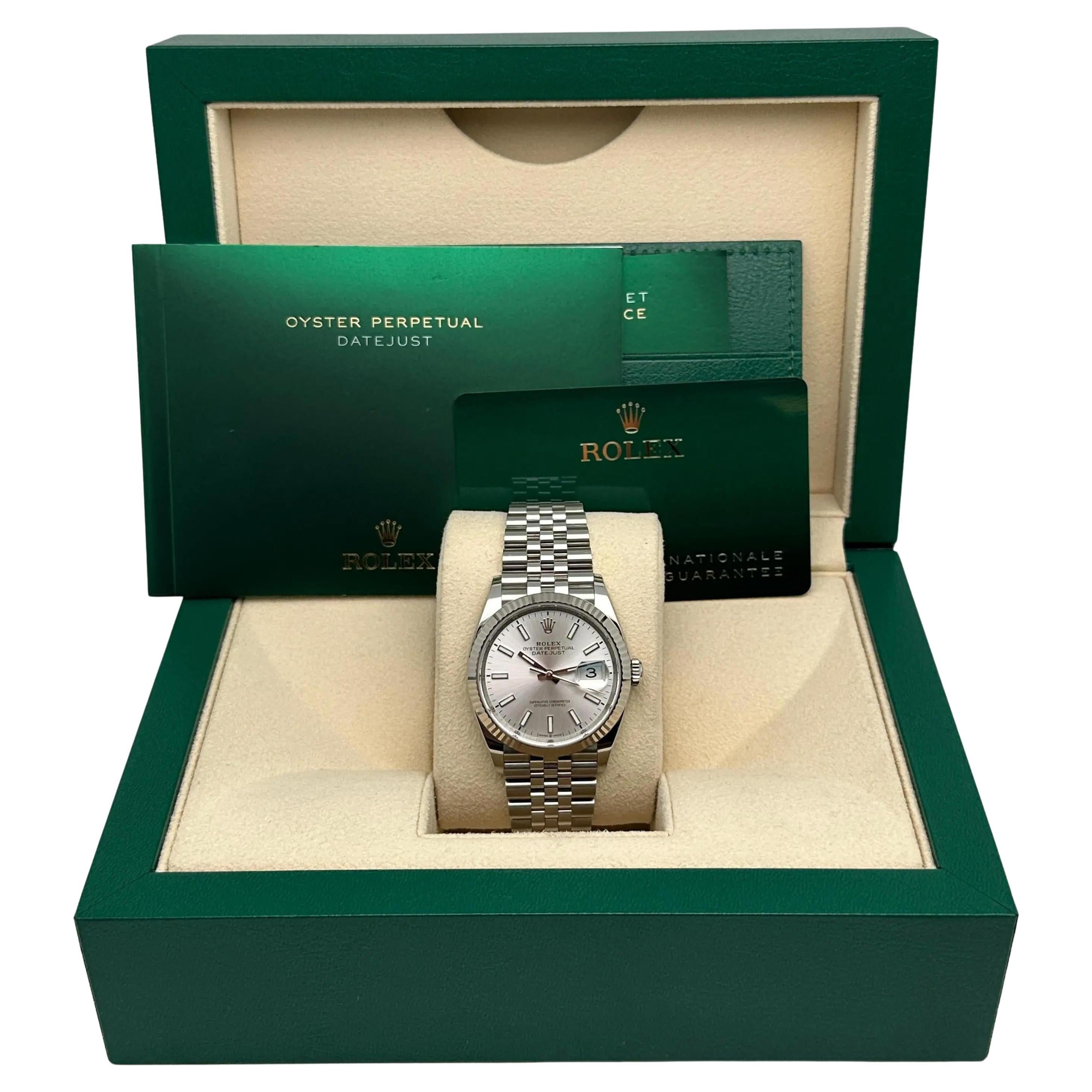 Rolex Montre automatique Datejust 36 mm avec cadran en acier et argent pour hommes 126234