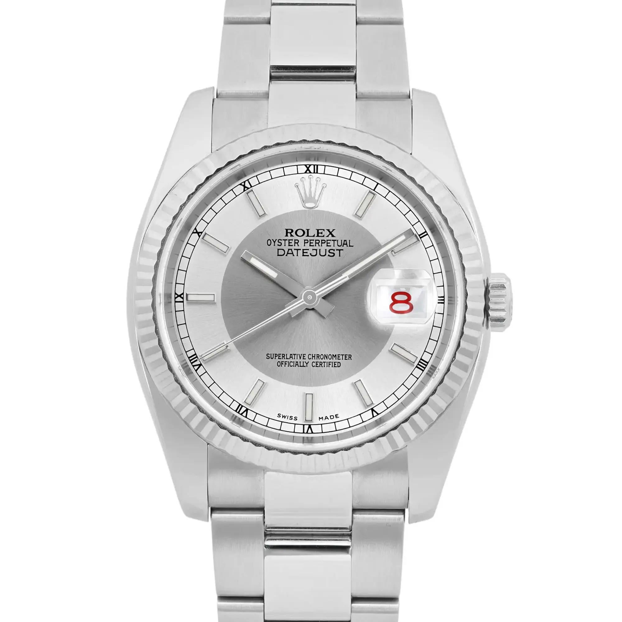 Pre-owned, good condition. Roulette date wheel. Comes with original box and papers.

* Free Shipping within the USA
* Two-year Chronostore warranty coverage
* 14-day return policy with a full refund. Buyers can verify the watch's authenticity at any
