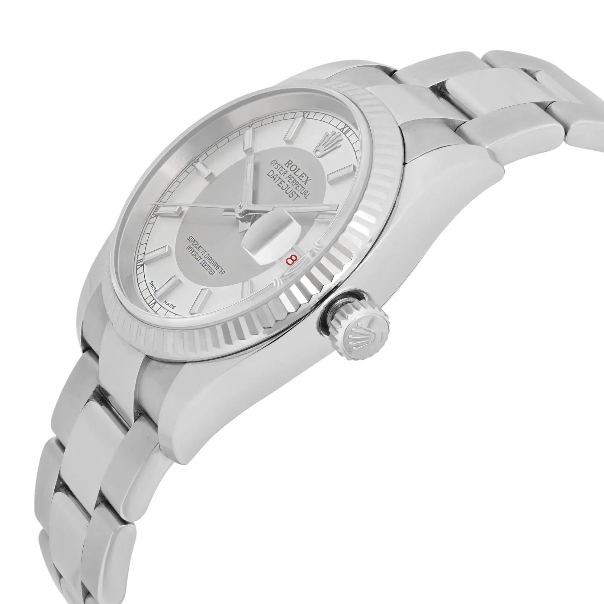 Rolex Datejust 36mm Steel Tuxedo Silver Dial Automatic Watch 116234 In Excellent Condition For Sale In New York, NY