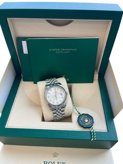 Rolex Datejust 36mm Steel White Gold Silver Diamond Dial Men's Watch 116234