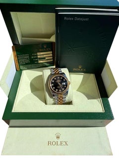 Rolex Datejust 36mm Steel Yellow Gold Black Diamond Dial Jubilee Watch 116233