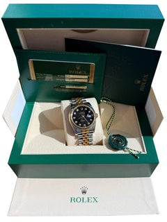 Rolex Datejust 36mm Steel Yellow Gold Black Diamond Dial Jubilee Watch 116233