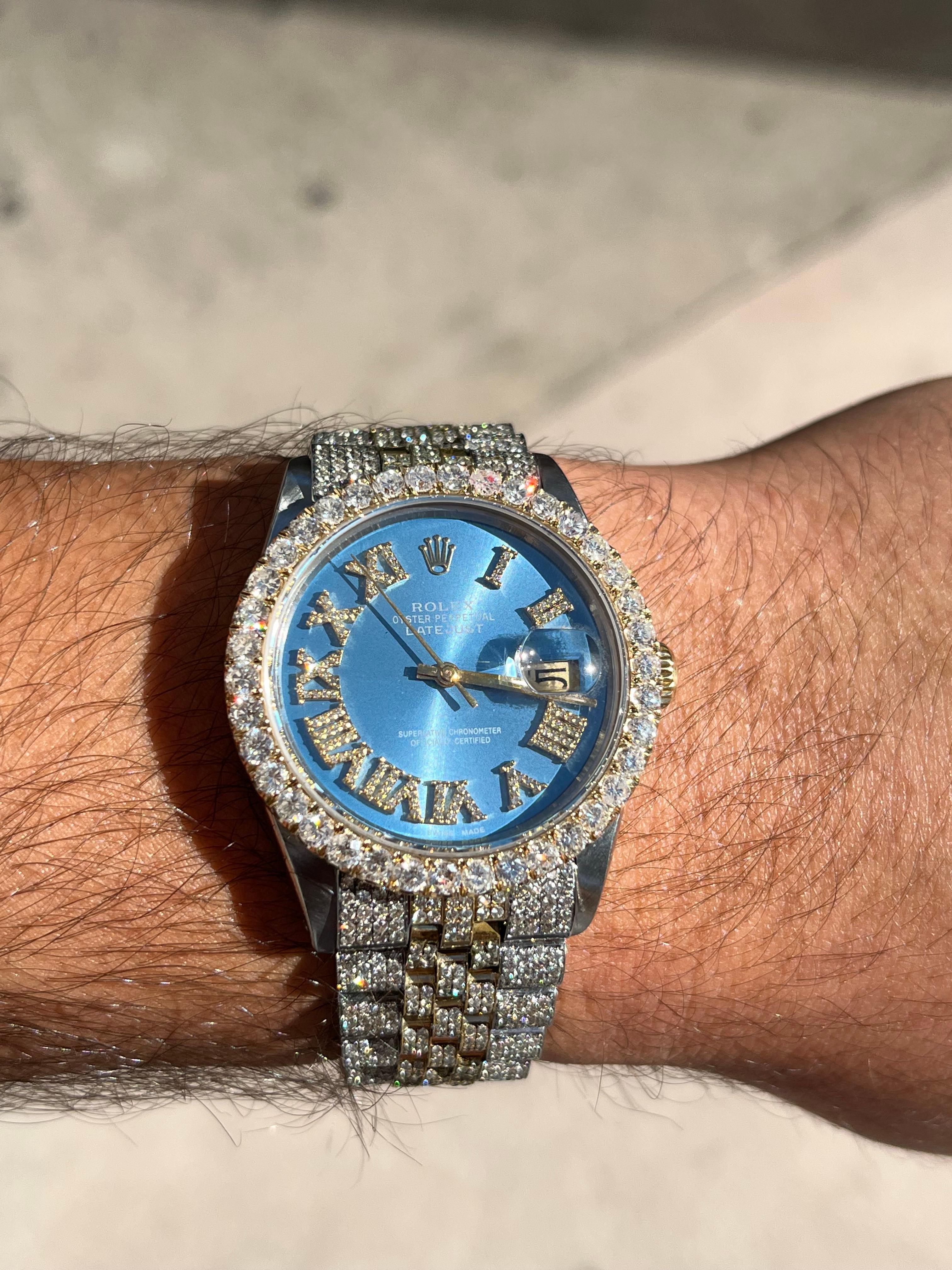 Rolex Datejust Tiffany Blue Dial Full Diamond Iced Out Jubilee Bracelet 3