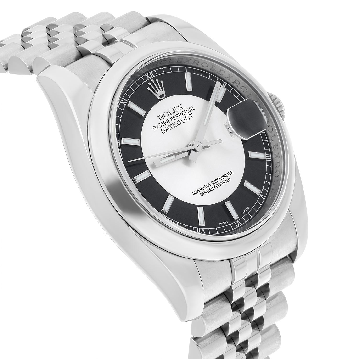 Rolex Datejust 36mm Tuxedo Dial Stainless Steel Jubilee 116234 Unisex Watch In Excellent Condition For Sale In New York, NY