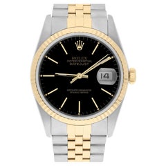 Rolex Datejust 36mm Two Tone Black Index Dial Jubilee 16233 Circa 1993