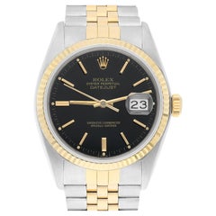 Vintage Rolex Datejust 36mm Two Tone Black lndex Dial Jubilee 16013 Circa 1987 Complete