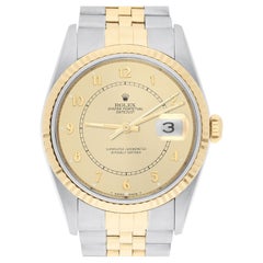 Rolex Datejust 36mm Zweifarbiges Champagner- arabisches Zifferblatt Jubiläum 16233 um 2002 B/P