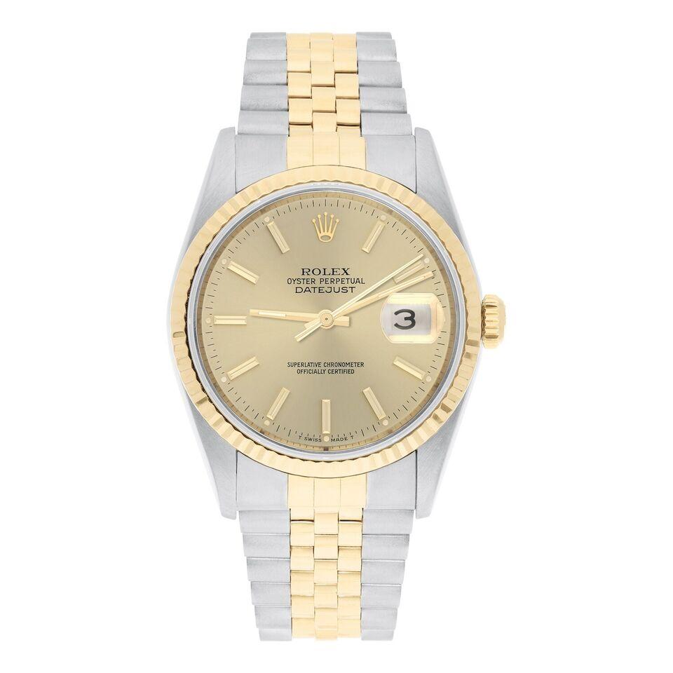 This watch has been professionally polished, serviced and is in excellent overall condition. There are absolutely no visible scratches or blemishes. Model features quick-set movement. Authenticity guaranteed! The sale comes with a new style Rolex