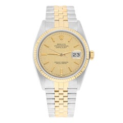 Rolex Datejust 36mm Two Tone Champagne Linen Dial Jubilee 16013 Circa 1979