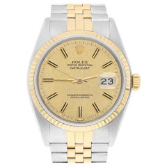 Vintage Rolex Datejust 36mm Two Tone Champagne Linen Dial Jubilee 16013 Circa 1986