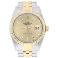 Vintage Rolex Datejust 36mm Two Tone Champagne lndex Dial Jubilee 16013 Circa 1986 