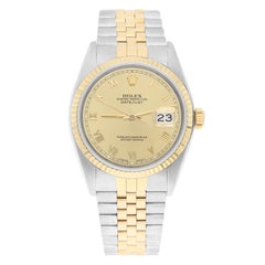 Rolex Datejust 36mm Two Tone Champagne Roman Dial Jubilee 16233 Circa 1991