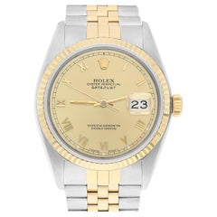 Vintage Rolex Datejust 36mm Two Tone Champagne Roman Dial Jubilee 16233 Circa 1991