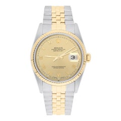 Rolex Datejust 36mm Two Tone Champagne Roman Dial Jubilee 16233 Circa 1995