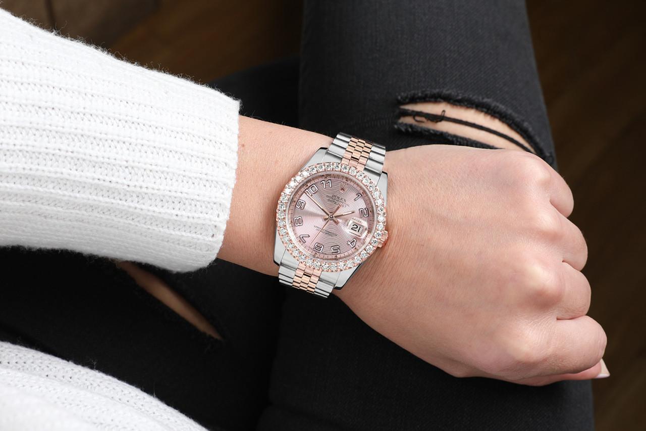 Rolex Datejust 36mm Zweifarbige Roségold-Uhr mit Diamant-Lünette, maßgefertigt 2