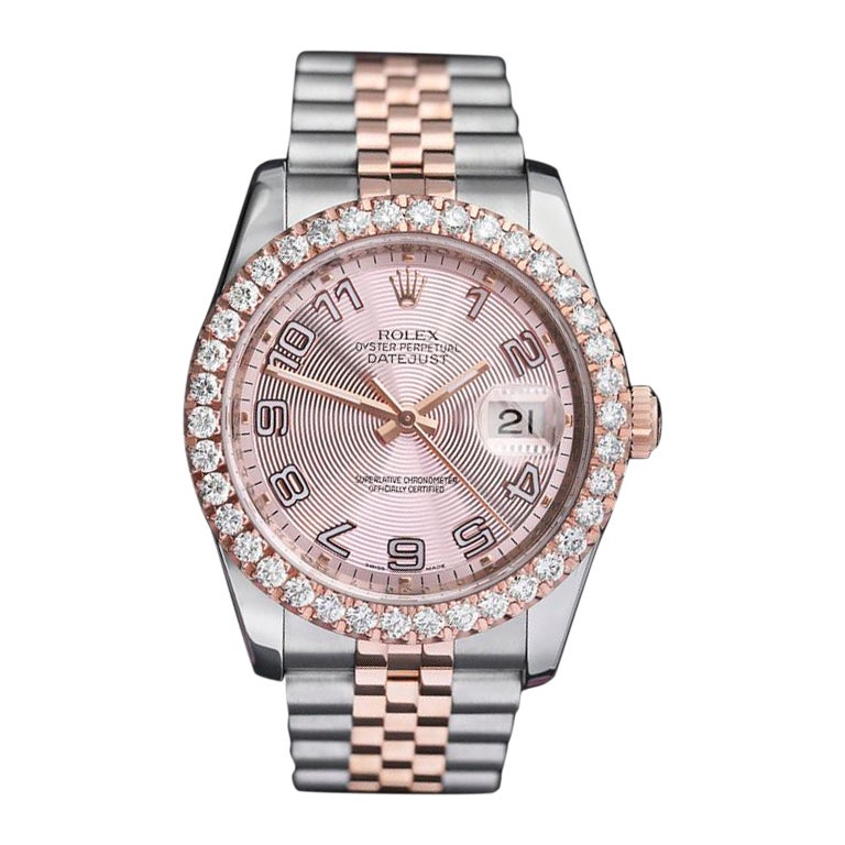 Rolex Datejust 36mm Zweifarbige Roségold-Uhr mit Diamant-Lünette, maßgefertigt