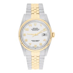 Rolex Datejust 36mm Two Tone White Arabic Dial Jubilee 16233 Circa 2000