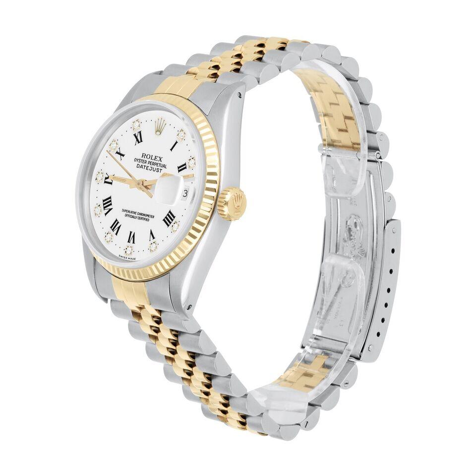 Women's or Men's Rolex Datejust 36mm Two Tone White Diamond Dial Jubilee 16233 Complete 1992 For Sale
