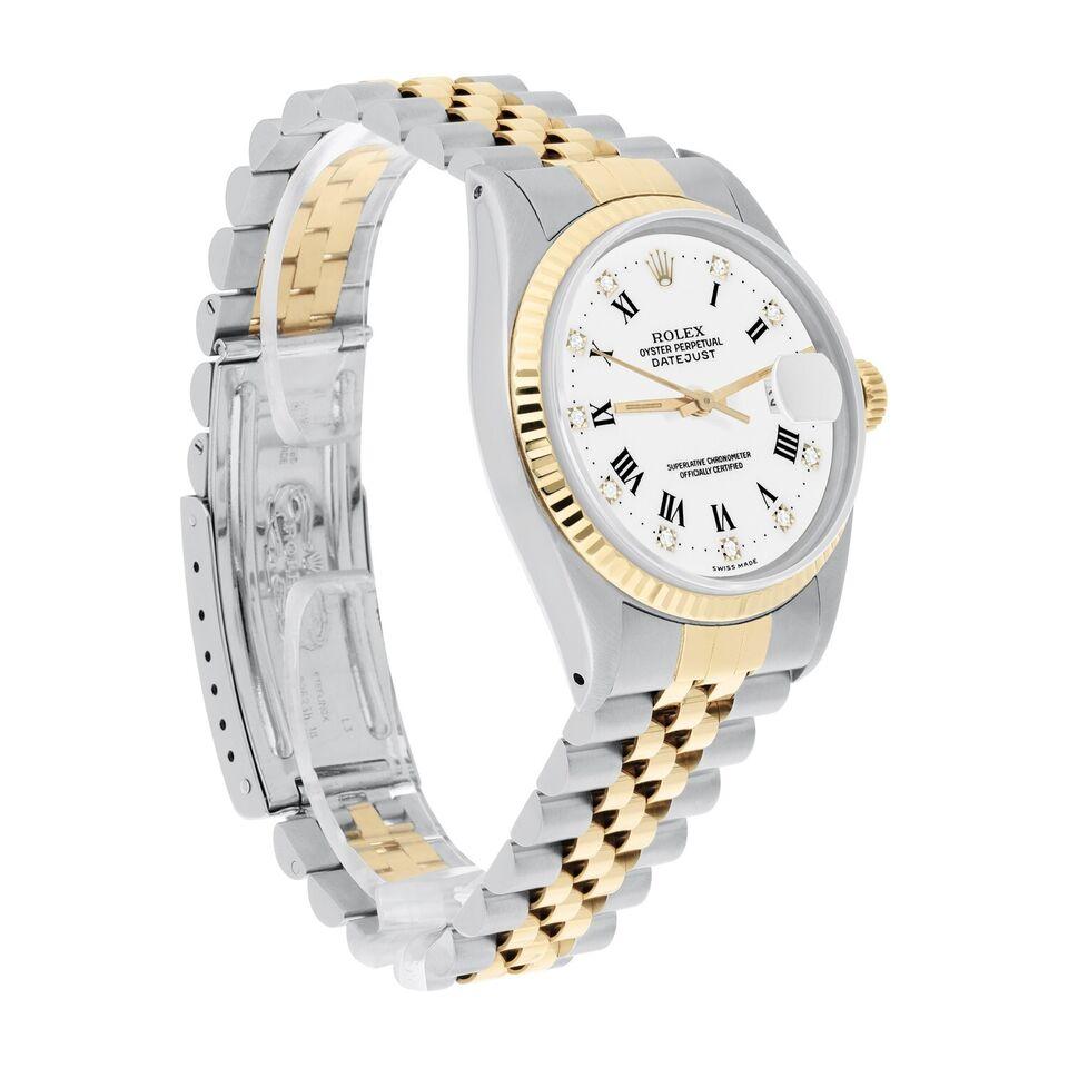Rolex Datejust 36mm Two Tone White Diamond Dial Jubilee 16233 Complete 1992 For Sale 2