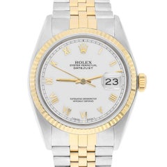 Rolex Montre Datejust 36 mm avec cadran à chiffres romains blancs bicolores Jubilee 16233, vers 1990