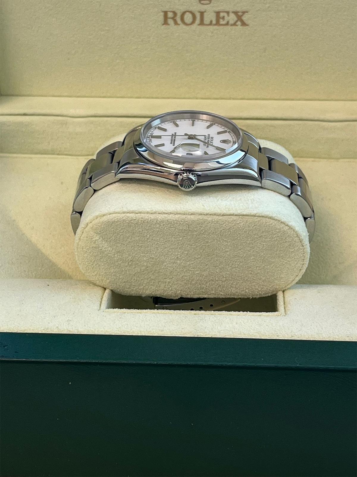 Rolex Datejust 36 mm Weißes Zifferblatt Edelstahl Automatik-Austernuhr 16200 im Angebot 9
