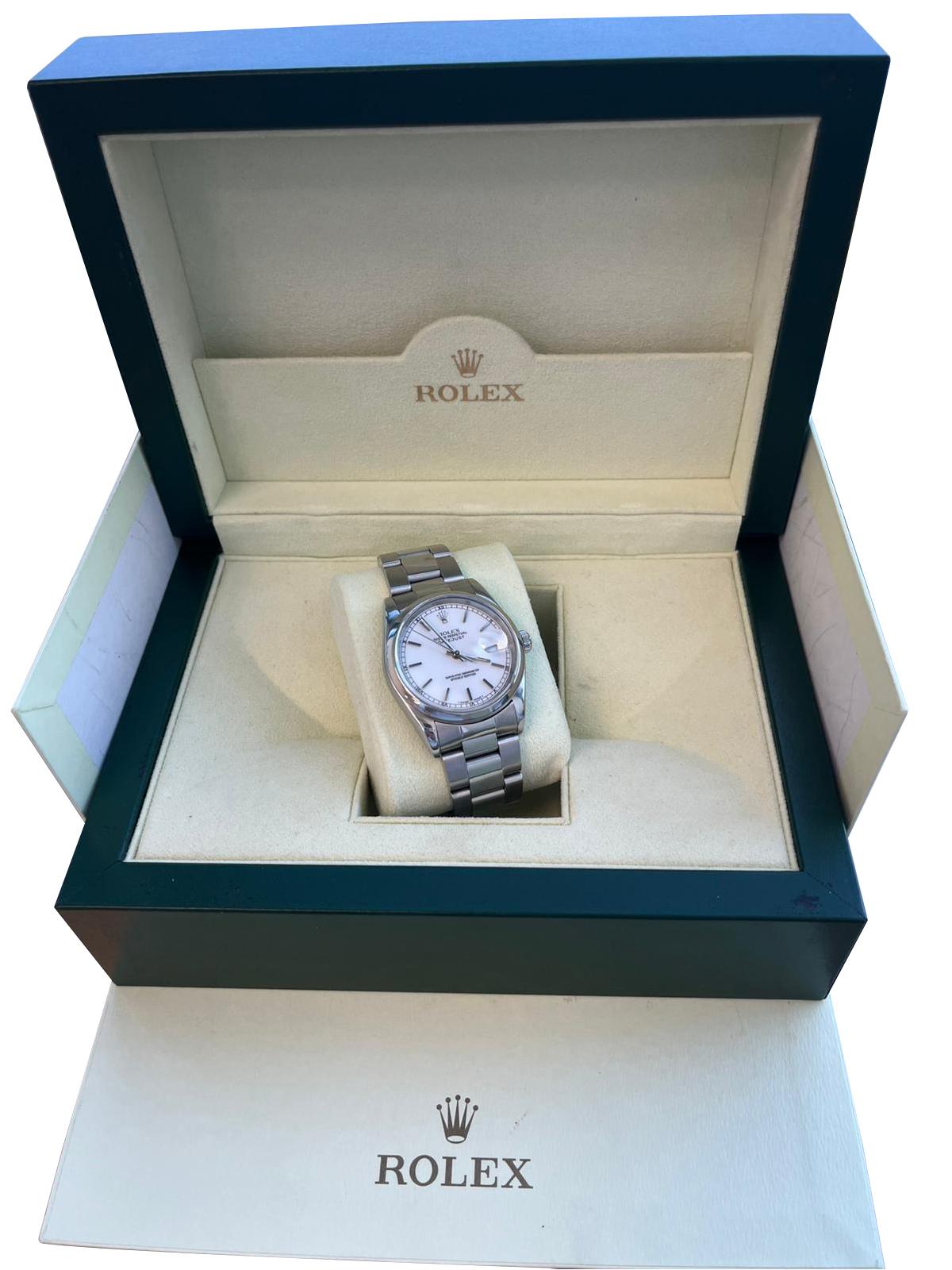 Rolex Datejust 36 mm Weißes Zifferblatt Edelstahl Automatik-Austernuhr 16200 (Modernistisch) im Angebot