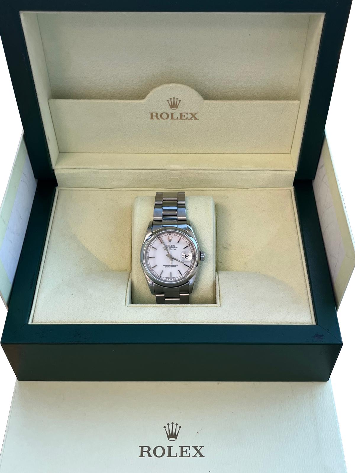 Rolex Datejust 36 mm Weißes Zifferblatt Edelstahl Automatik-Austernuhr 16200 im Angebot 3