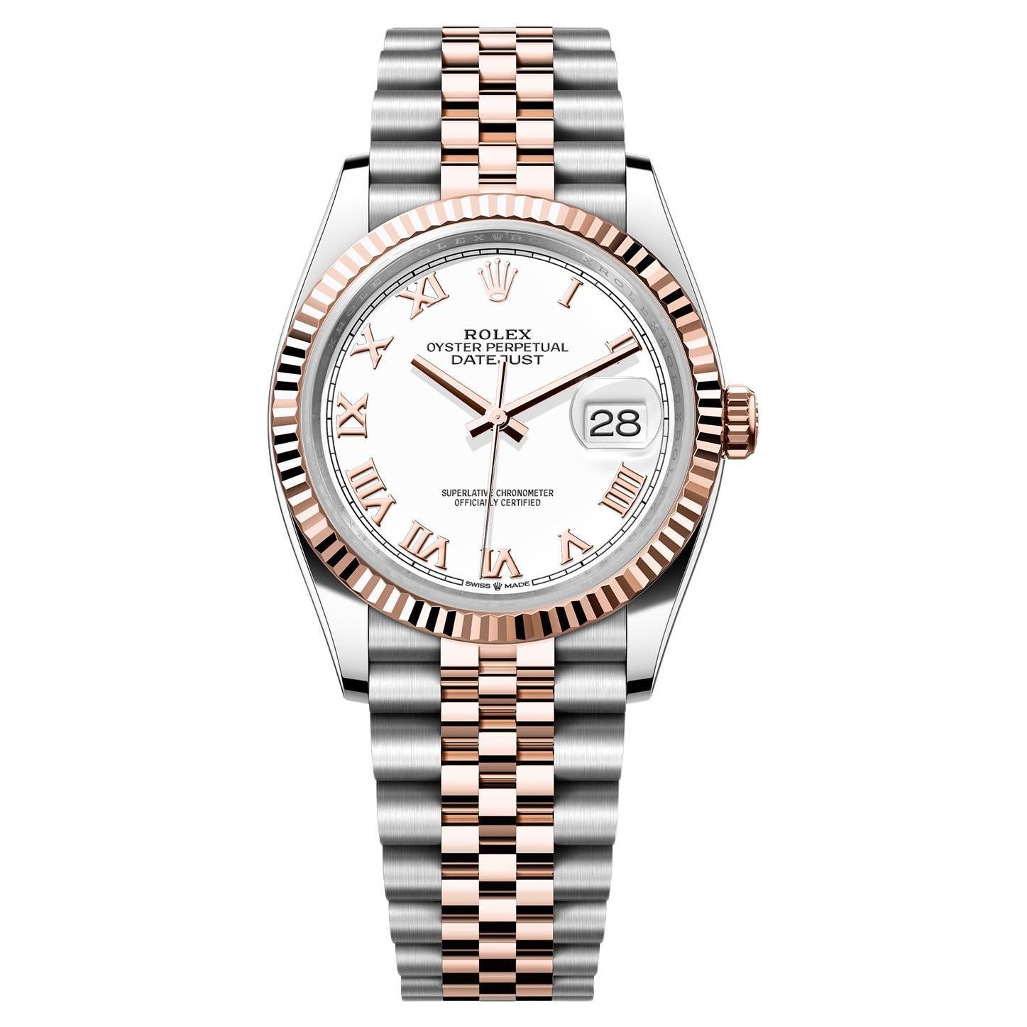 Rolex Datejust 36mm White Dial Steel and 18k Everose Gold Men's Watch 126231WRJ For Sale