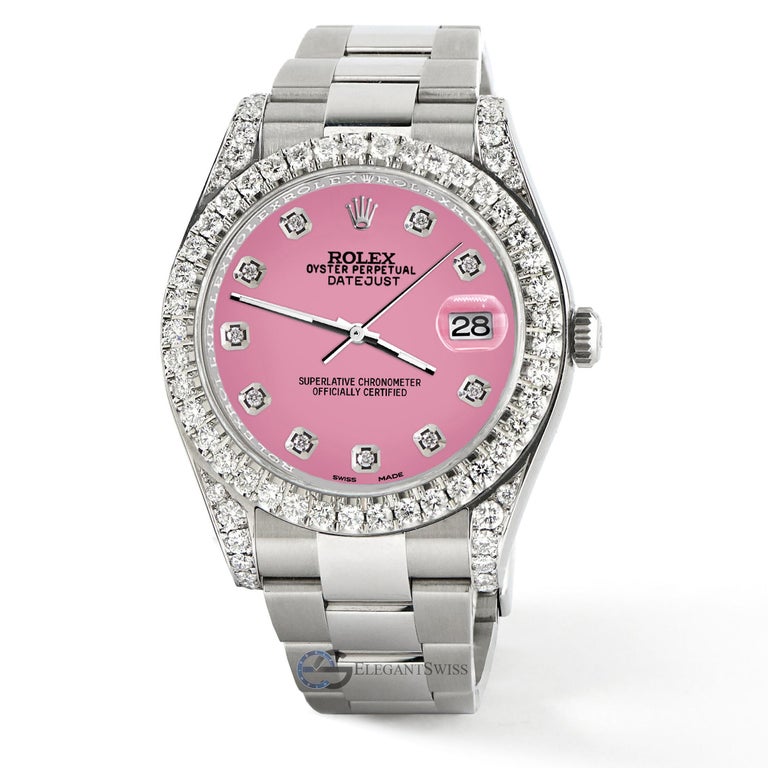 Rolex Datejust 41 126300 4.4ct Diamond Bezel/Lugs/Hot Pink Dial Watch