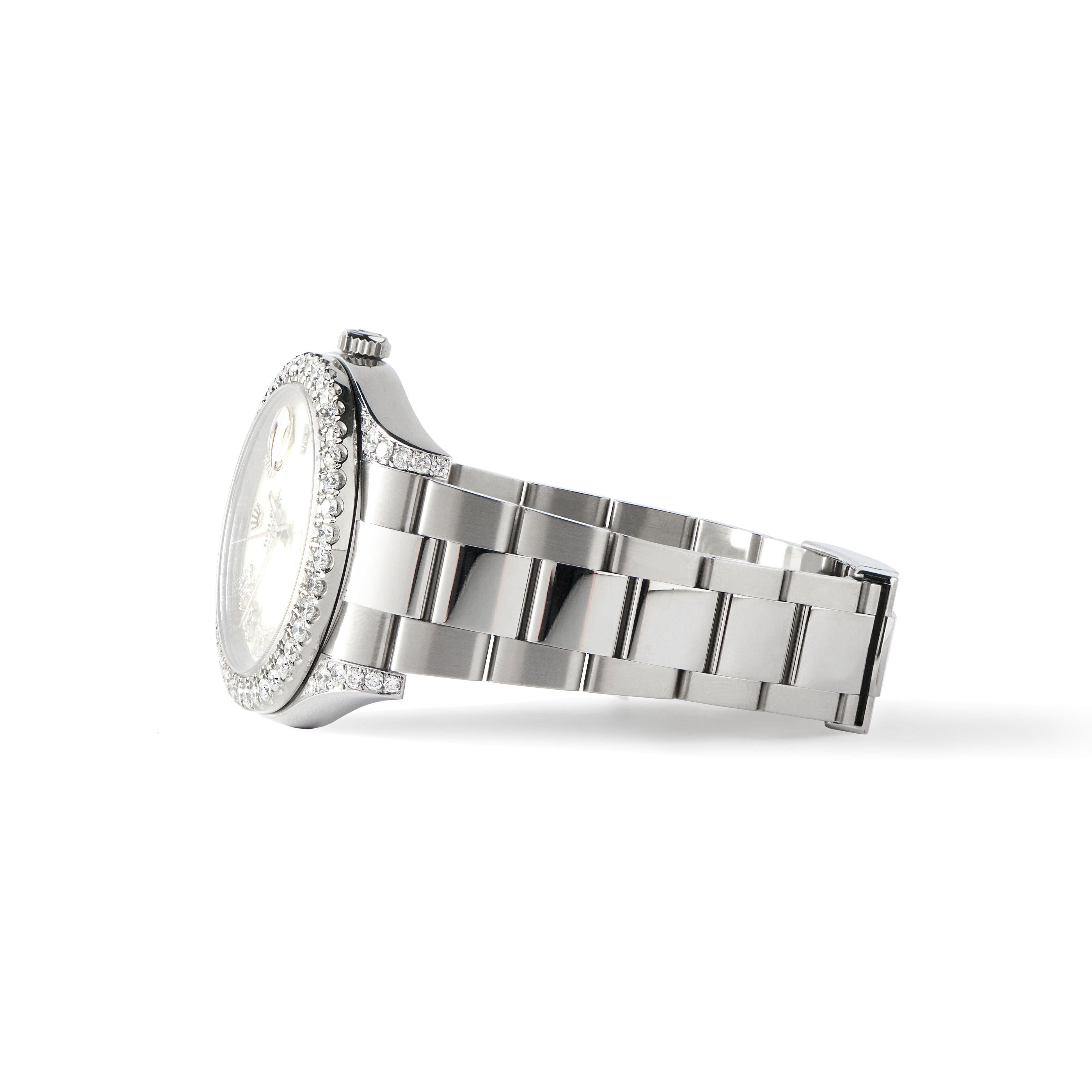 Modern Rolex Datejust 41 126300 4.4 Carat Diamond Bezel/Lugs/Meteorite Dial Watch For Sale