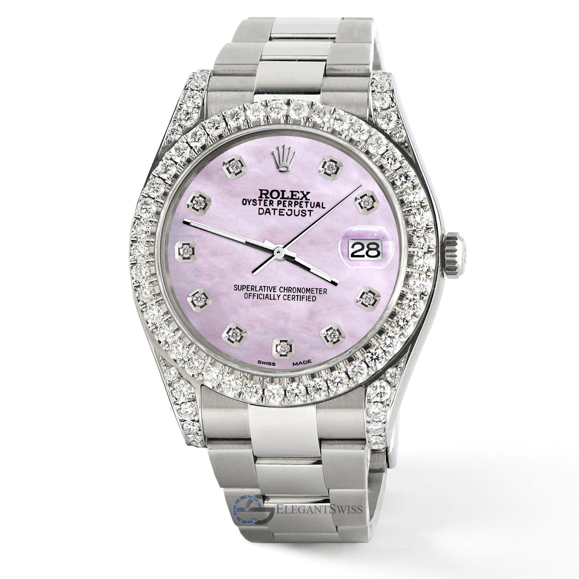Moderne Rolex Montre Datejust 41 126300 avec lunette, lunette et cadran en perles roses de 4,4 carats en vente
