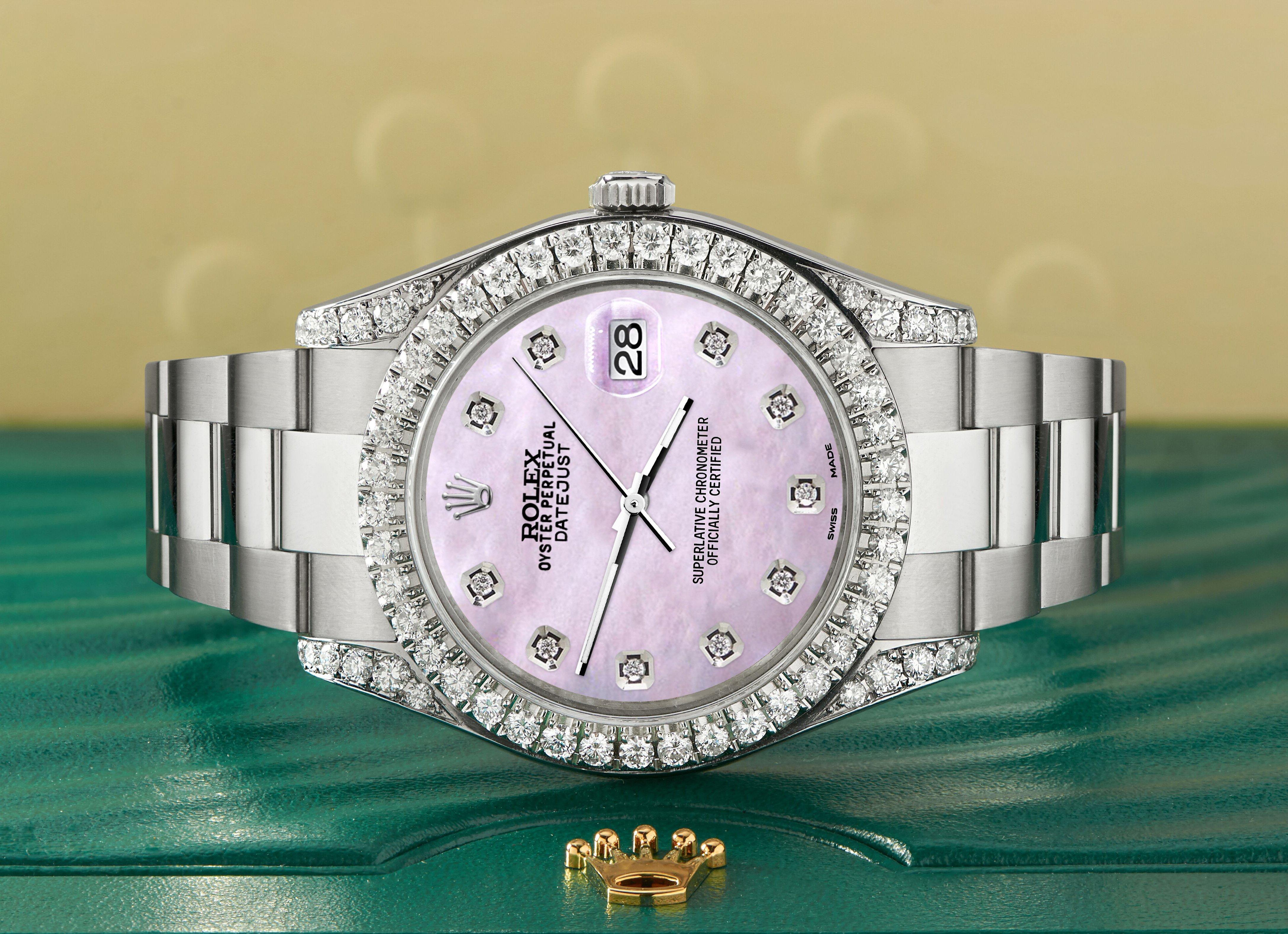 Rolex Montre Datejust 41 126300 avec lunette, lunette et cadran en perles roses de 4,4 carats Excellent état - En vente à New York, NY
