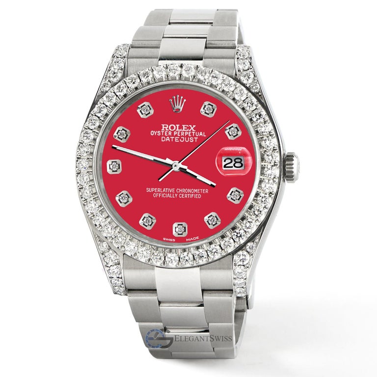 Rolex Datejust 41 126300 4.4ct Diamond Bezel/Lugs/Scarlet Red Dial
