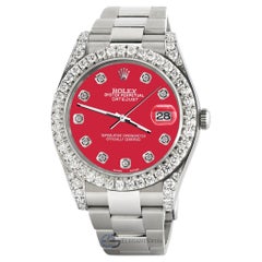 Rolex Datejust 41 126300 4.4ct Diamant-Lünette/Lünette/Schirm-Rote Zifferblattuhr