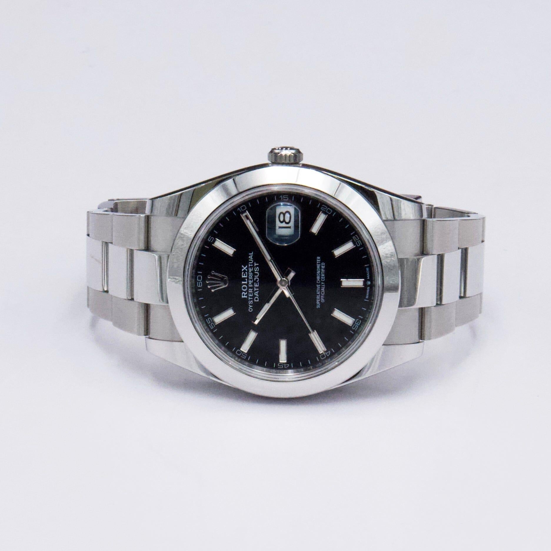 Rolex Datejust 41 126300 Schwarzes Zifferblatt Stahl Herrenuhr Box Papiere im Angebot 1