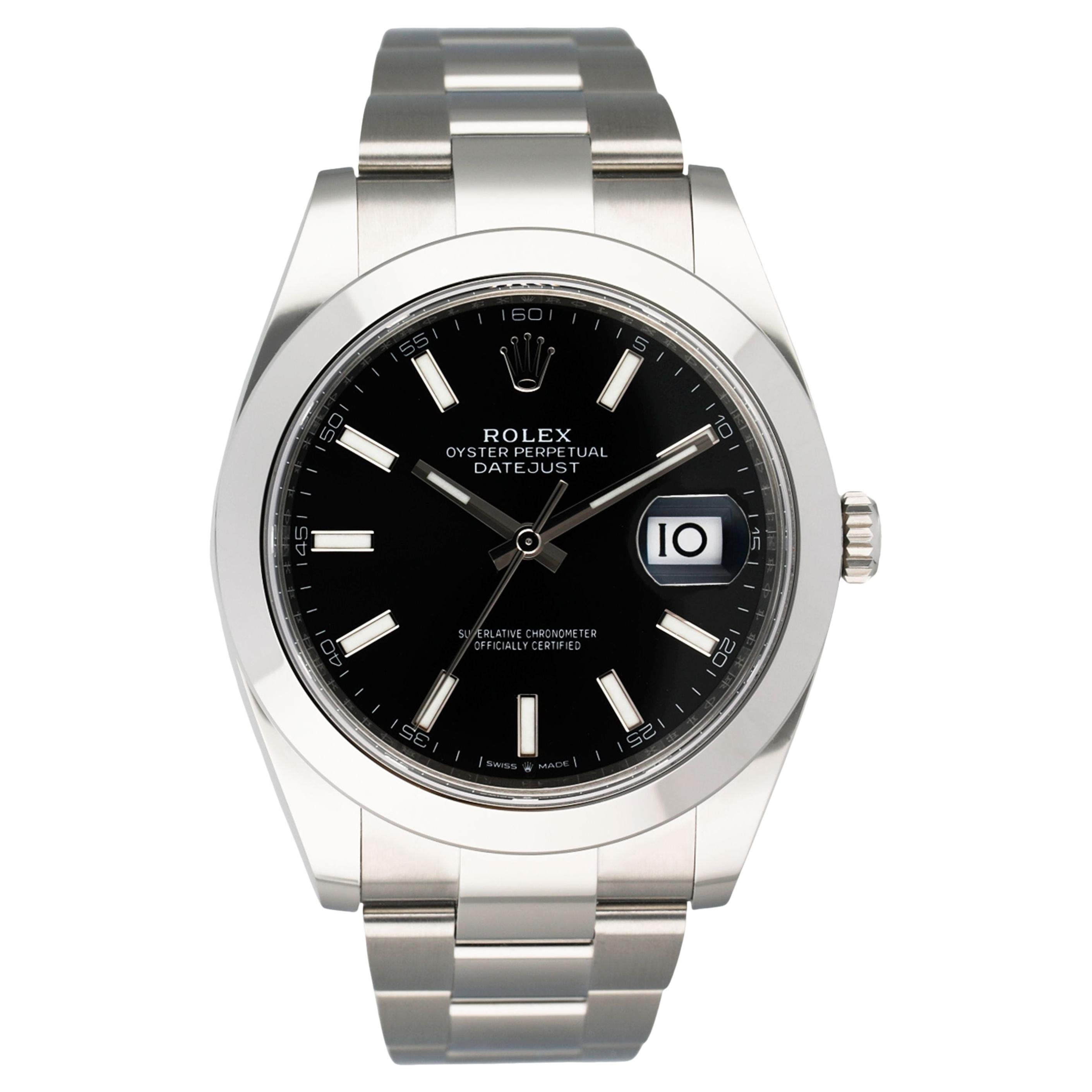 Rolex Datejust 41 126300 Schwarzes Zifferblatt Stahl Herrenuhr Box Papiere im Angebot