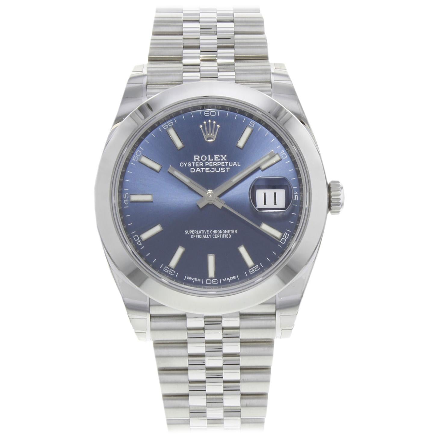 Rolex Datejust 41 126300 Blij Blue Index Dial Steel Automatic Men's Watch
