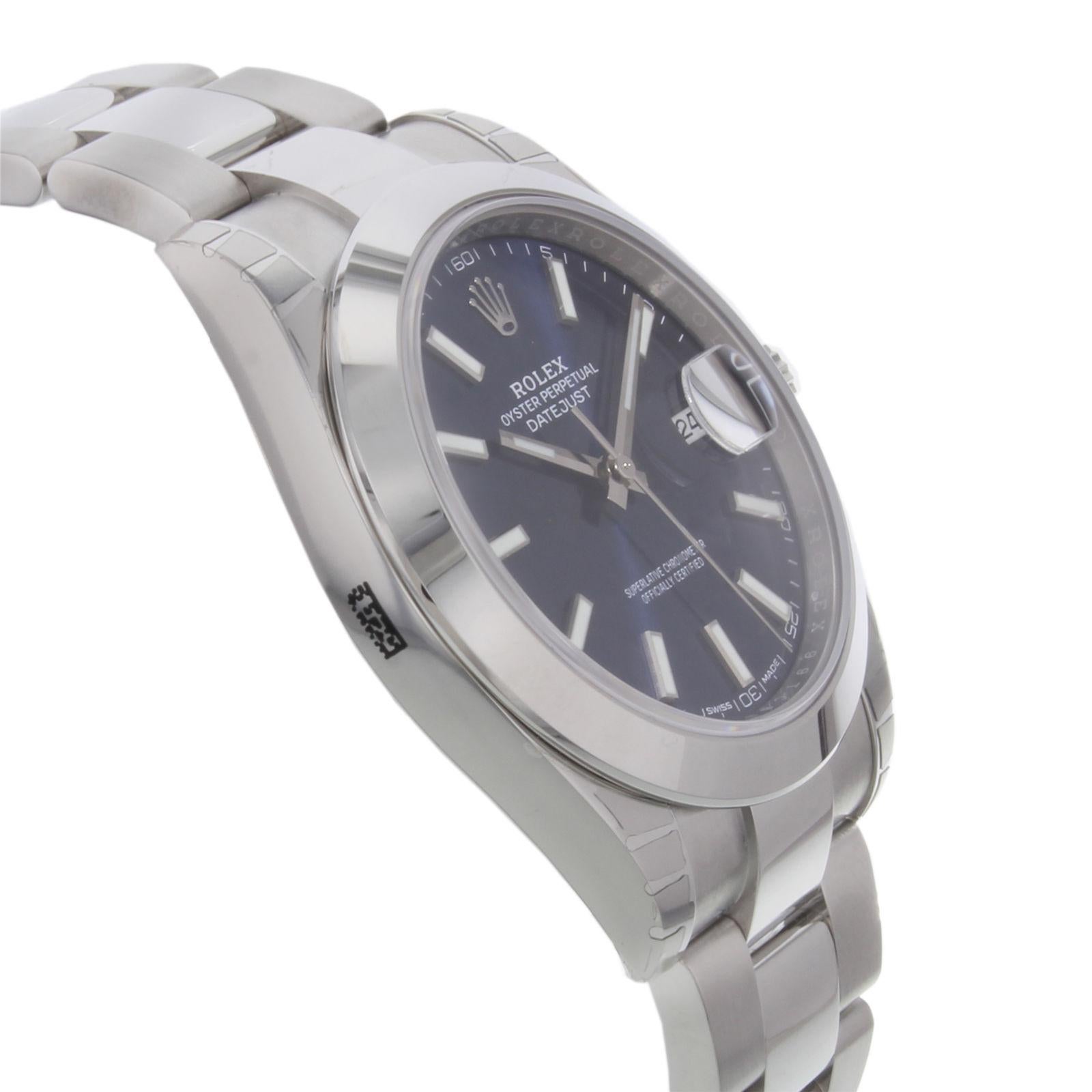 Men's Rolex Datejust 41 126300 Blio Blue Index Stainless Steel Automatic Men’s Watch