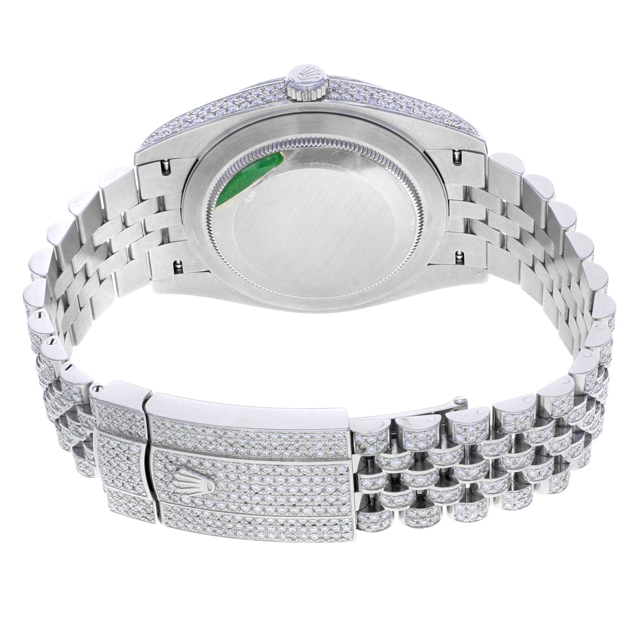 Rolex Datejust 41 126300 Custom Diamonds 20 Carat Steel Automatic Men Watch In Good Condition In New York, NY