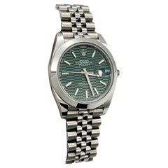 Rolex Datejust 41 126300 Green Motif Dial Steel Jubilee Band Box Paper 2023