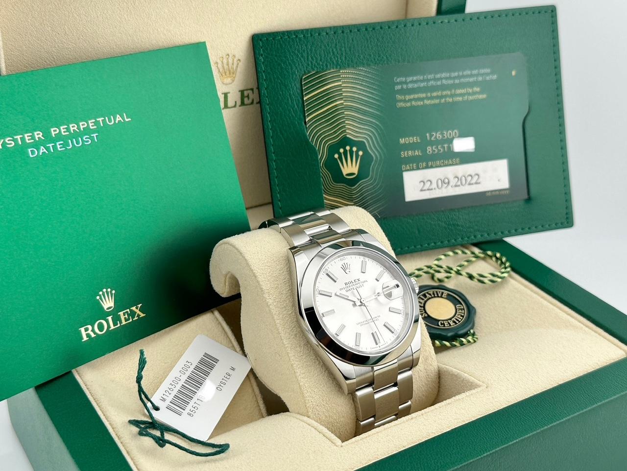 Rolex Datejust 41 126300 Quadrante Argento Acciaio Inox Scatola Documenti 2022 In condizioni ottime in vendita a San Diego, CA