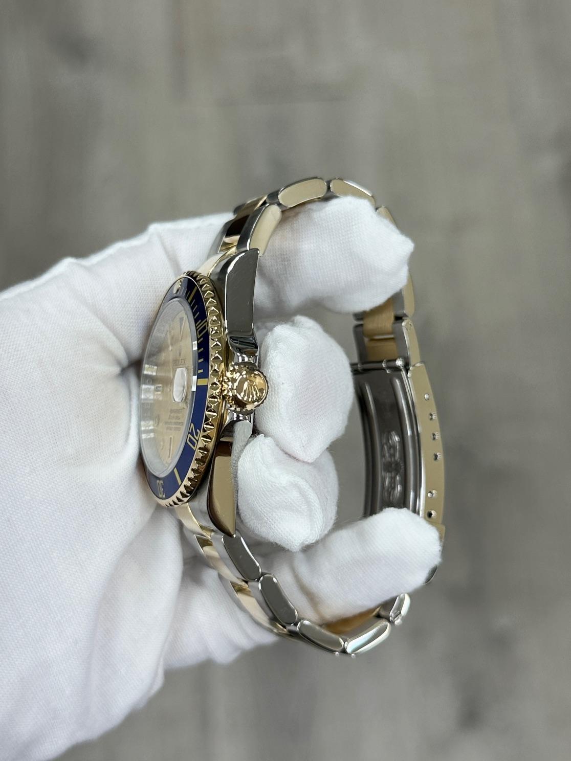 Rolex Submariner 16613 Champagne Serti Quadrante Diamante Oro 18K Acciaio Scatola Documenti in vendita 2