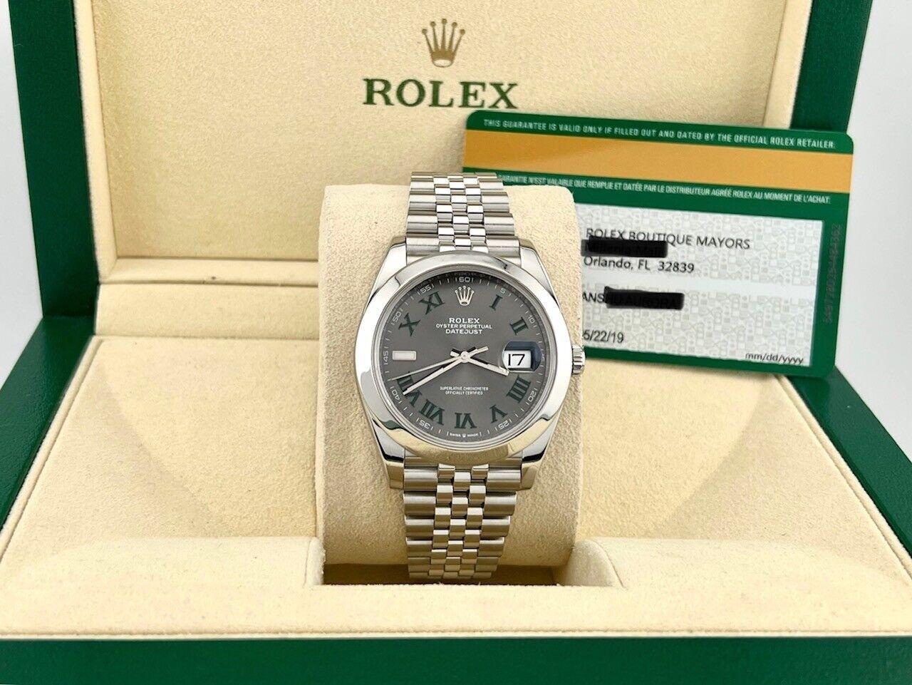Rolex Datejust 41 126300 Slate Wimbledon Dial Stainless Steel Box Paper Jubilee In Excellent Condition In San Diego, CA