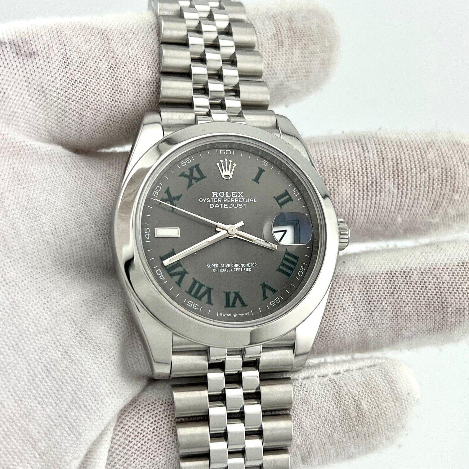 Rolex Datejust 41 126300 Slate Wimbledon Dial Stainless Steel Box Paper Jubilee 2